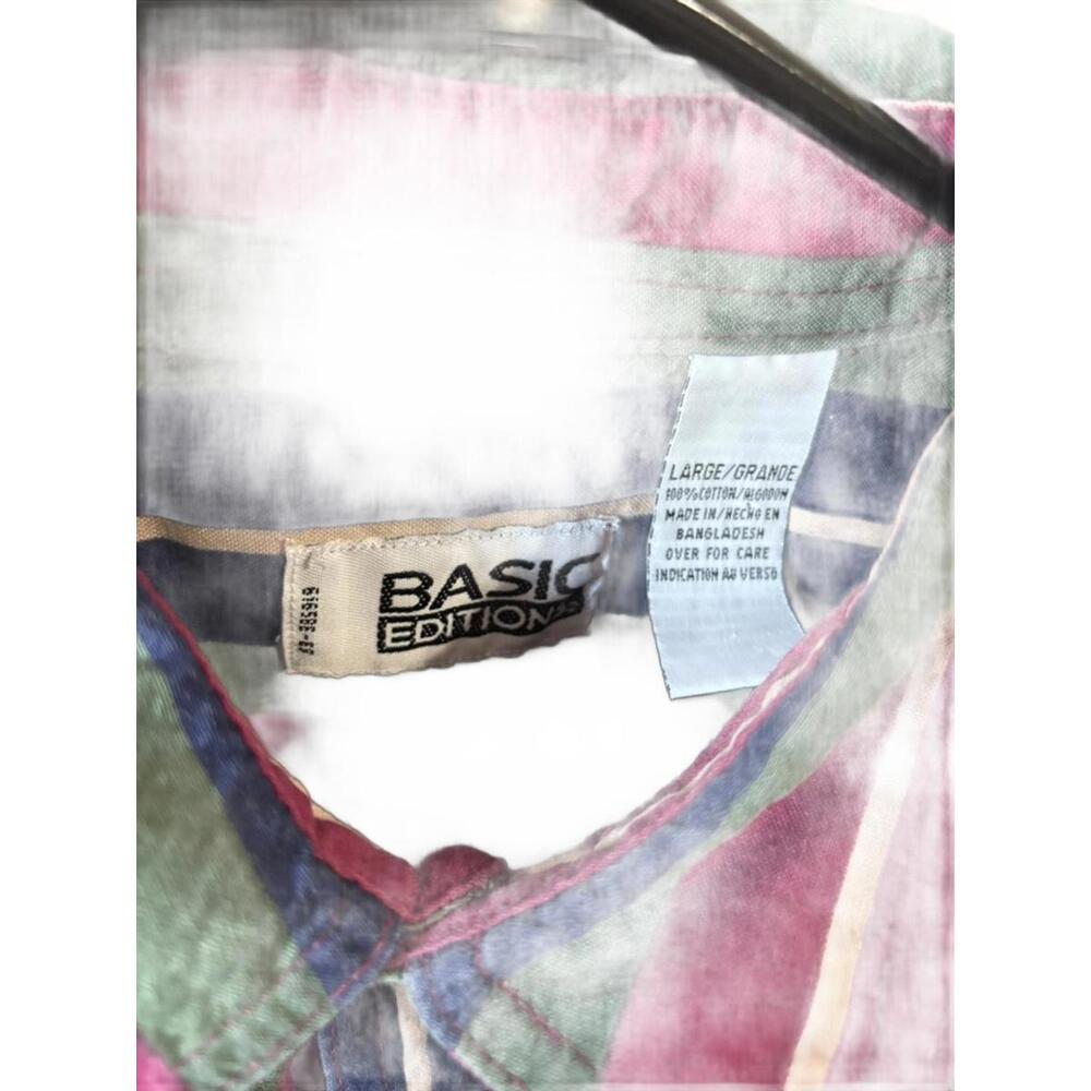 Vintage 90s Basic Editions Striped Button Shirt O… - image 2